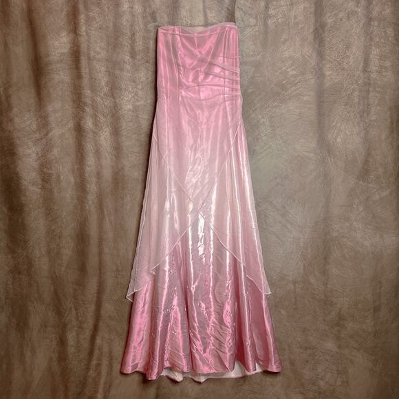 Morgan and Co. Vintage Y2K Strapless Ombre Maxi Dress Floral Embroidered Pink - Picture 11 of 12